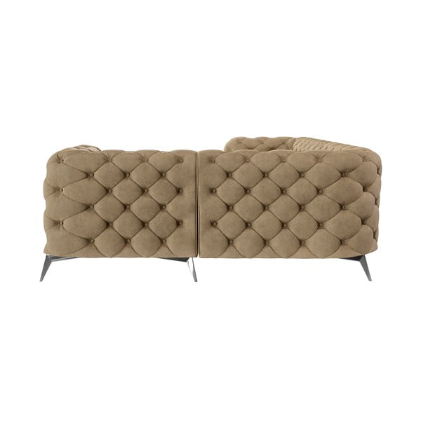 Svjetlo smeđa baršunasti kutna garnitura (s desnim kutom/u obliku slova L) Chelsea – Ropez-image-2