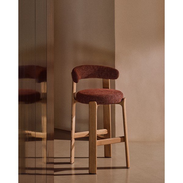 Barska stolica od čvrste jeseni boja terakote/u svijetloj prirodnoj boji (visine sjedala 75 cm) Granite – Kave Home-image-1