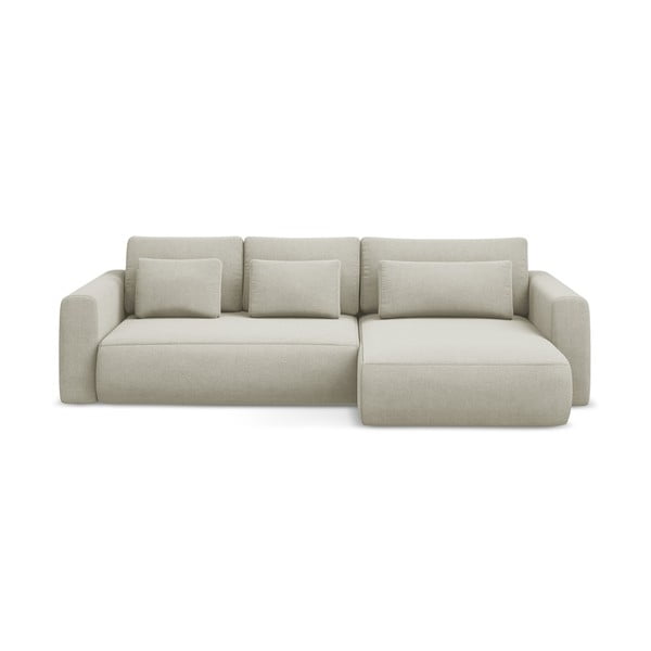 Bež sklopiva/s prostorom za odlaganje kutna garnitura (s desnim kutom/s ležaljkom) Kapua – Makamii