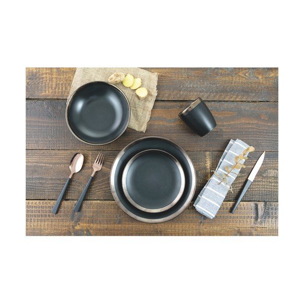 Set od 18 komada crnog zemljanog posuđa Villa d'Este Naima-image-1