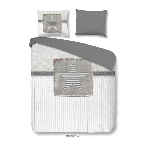Pamučna posteljina Good Morning Riv Grey, 200 x 240 cm