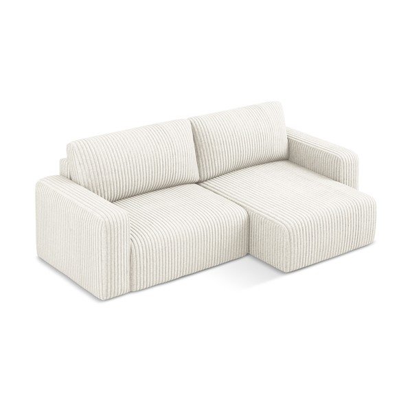 Krem sklopiva/s prostorom za odlaganje kutna garnitura od samta (s desnim kutom/s ležaljkom) Kona – Makamii-image-3