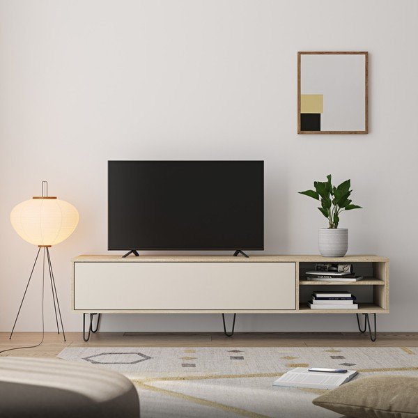 Krem TV komoda u dekoru hrasta 165x44 cm Aero - TemaHome -image-1