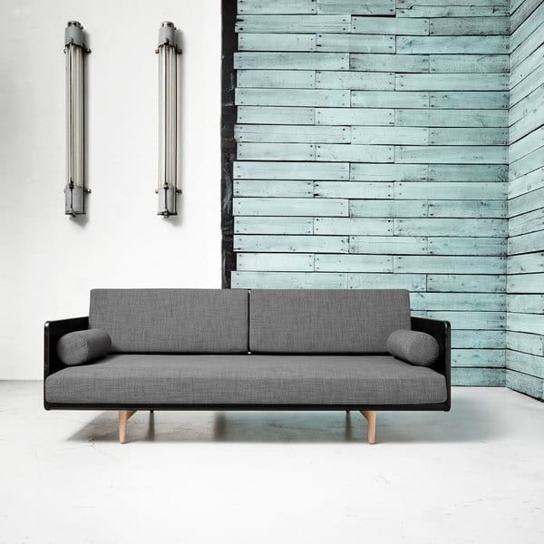 Varijabilna sofa Karup Deva crna / sirovi hrast / granit siva