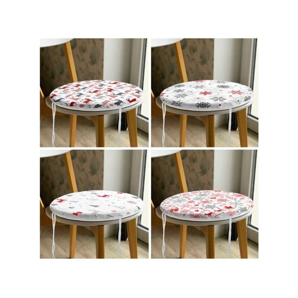 Jastuci za sjedenje u setu 4 kom s božićnim motivom ø 40 cm Snowflakes – Mila Home-image-3