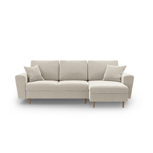 Bež baršunasti sklopiva/s prostorom za odlaganje kutna garnitura Kyoto – Cosmopolitan Design