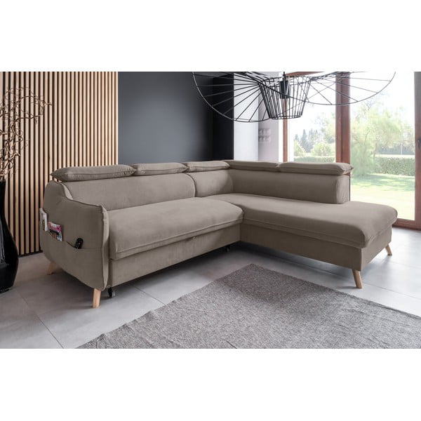 Svjetlo smeđa baršunasta sklopiva kutna garnitura (s desnim kutom) Sweet Harmony – Miuform-image-3