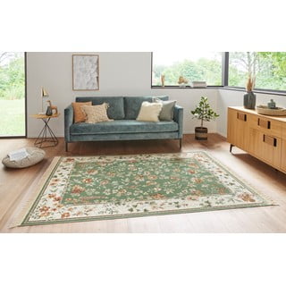 Zeleni/krem tepih viskozan 160x230 cm Oriental – Nouristan