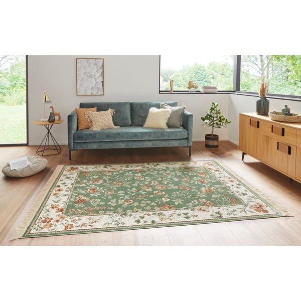 Zeleni/krem tepih viskozan 195x300 cm Oriental – Nouristan-image-1