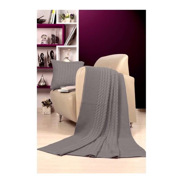 Kate Louise Tricot pokrivač Set Sultan sivi prekrivač i jastuci