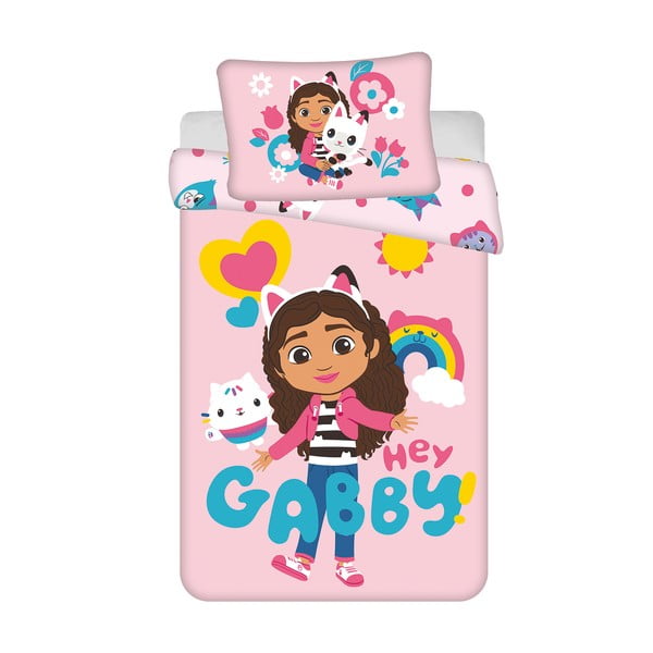 Ružičasta pamučna dječja posteljina za dječji krevetić 100x135 cm Gabby's Dollhouse – Jerry Fabrics