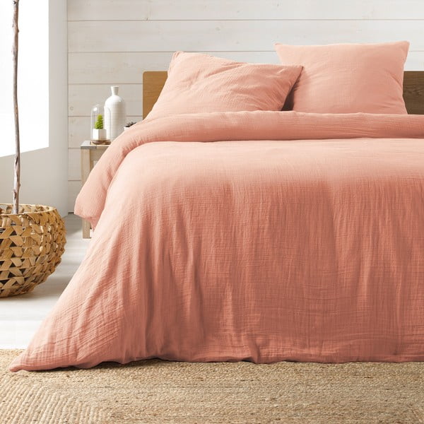 Ružičasta posteljina za bračni krevet/za produženi krevet od muslina 220x240 cm Angelia – douceur d'intérieur