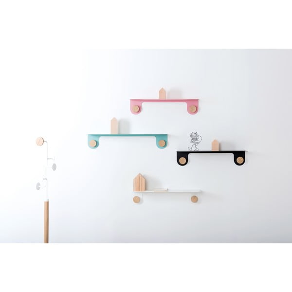 Bijela zidna polica od čelika s detaljima od hrastovog drva s 2 kukice Gazzda Hook, duljina 60 cm-image-3