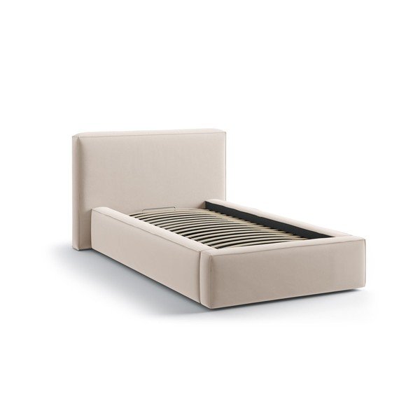 Bež tapecirani krevet s prostorom za odlaganje s podnicom 90x200 cm Jodie – Micadoni -image-2