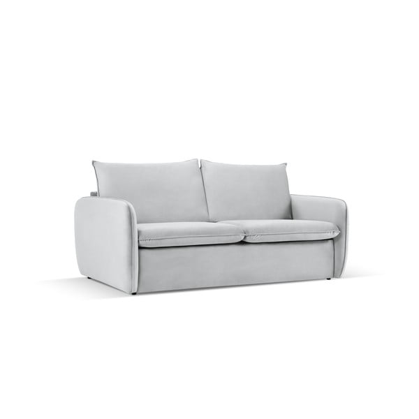 Svijetlo siva baršunasta sklopiva sofa 194 cm Vienna – Cosmopolitan Design-image-1