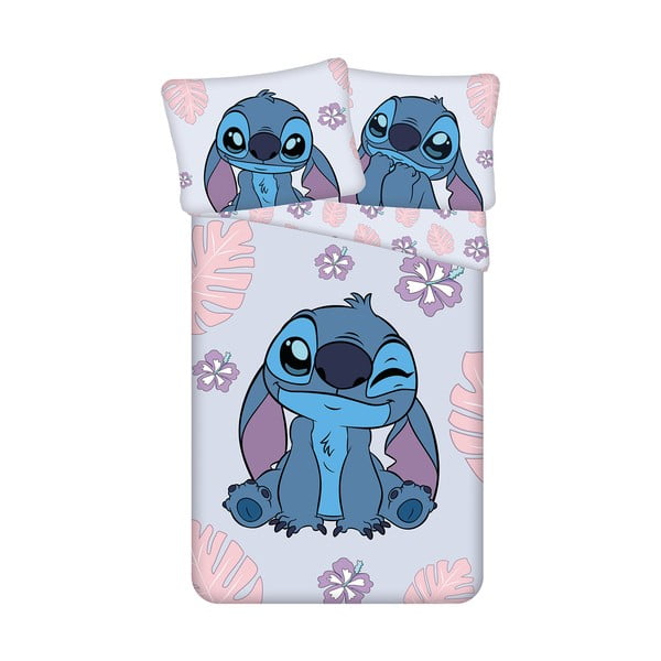 Plava/ljubičasta pamučna dječja posteljina za krevet za jednu osobu 140x200 cm Lilo and Stitch "Cute" – Jerry Fabrics