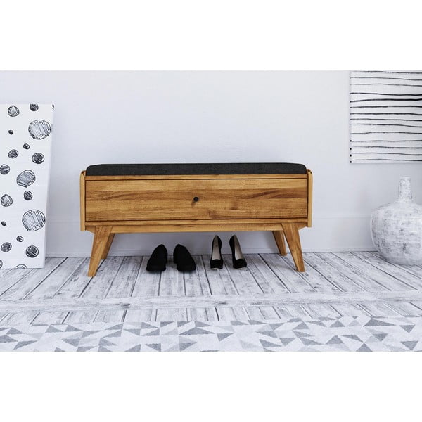 Klupa za odlaganje od hrastovine sa sivim sjedalom Retro - The Beds-image-3