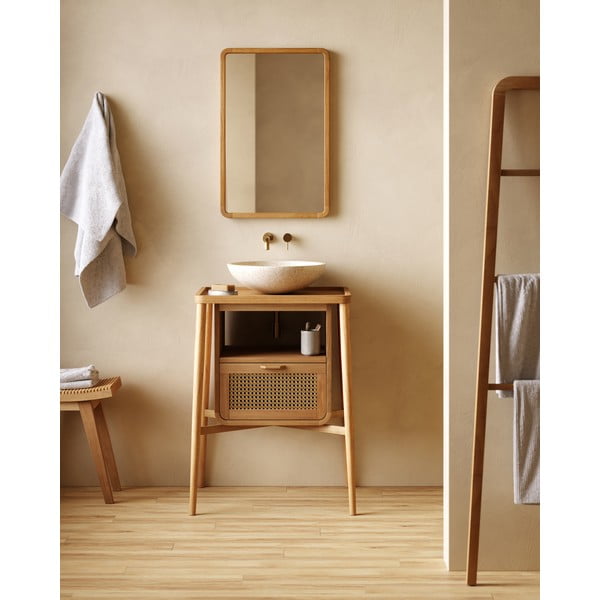 Zidno ogledalo s okvirom od masivnog drveta 45x70 cm Shamel – Kave Home-image-1