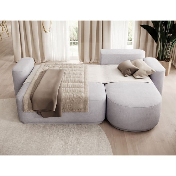 Svijetlo siva sklopiva/s prostorom za odlaganje kutna garnitura od šenila (s desnim kutom/s ležaljkom) Aurumm – ELTAP-image-4