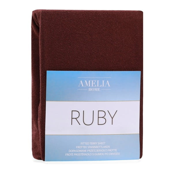 Smeđa plahta s gumom od frotira 180x200 cm Ruby – Restilo-image-2
