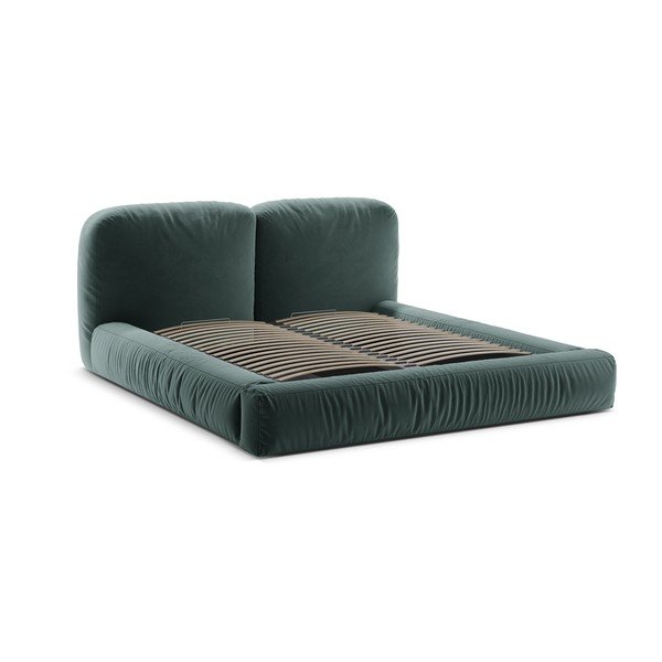 Petrolej zeleni tapecirani bračni krevet s prostorom za odlaganje s podnicom 200x200 cm Martina – Micadoni -image-3