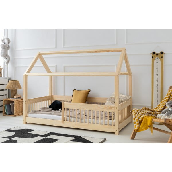 Dječji krevet od masivnog bora u obliku kućice 90x200 cm u prirodnoj boji Mila MBW – Adeko-image-1