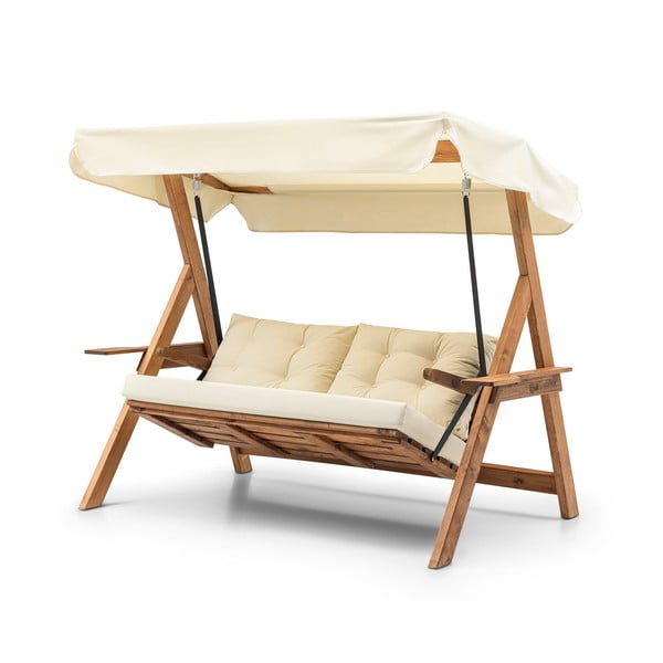 Krem/u prirodnoj boji vrtna ljuljačka od masivnog drveta Galata – Floriane Garden-image-2