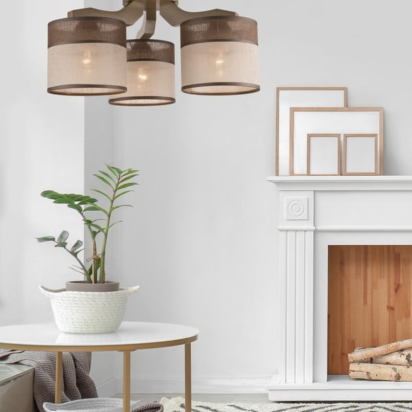 Tamno smeđa stropna svjetiljka s tekstilnim sjenilom ø 16 cm Andrea – LAMKUR-image-2