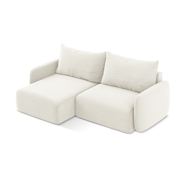 Krem baršunasti sklopiva/s prostorom za odlaganje kutna garnitura (s lijevim kutom/s ležaljkom) Kalena – Makamii-image-3