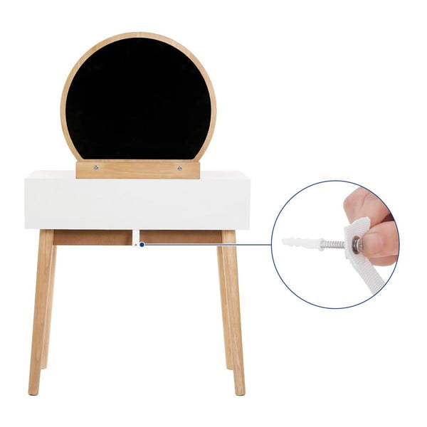 Drveni toaletni stolić s ogledalom, stolicom i dvije ladice Songmics-image-2