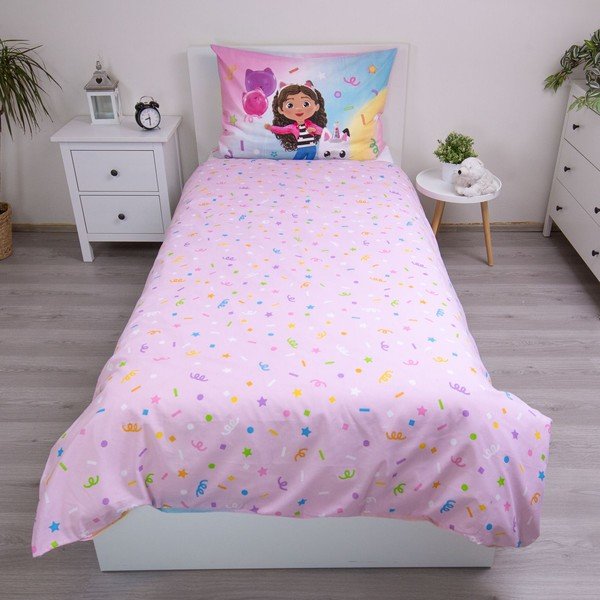 Ružičasta pamučna dječja posteljina za krevet za jednu osobu 140x200 cm Gabby's Dollhouse "Rainbow" – Jerry Fabrics-image-3