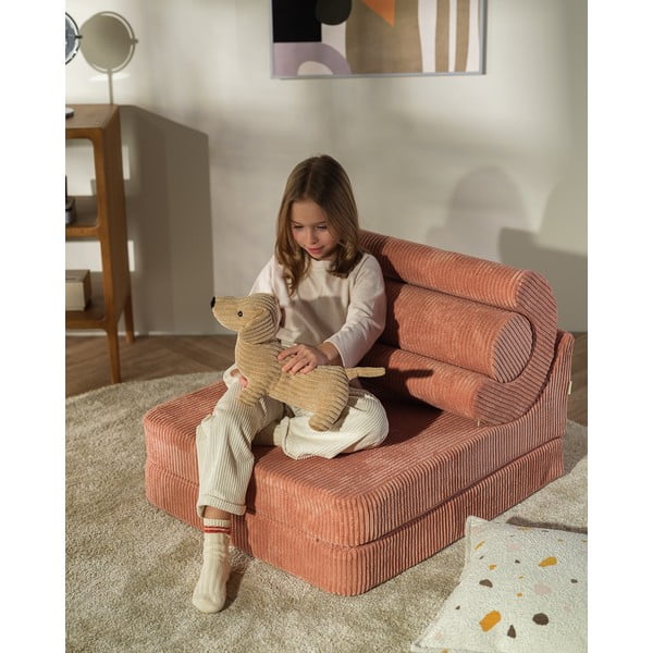 Ružičasta dječja fotelja od samta Flipster – Wigiwama-image-3