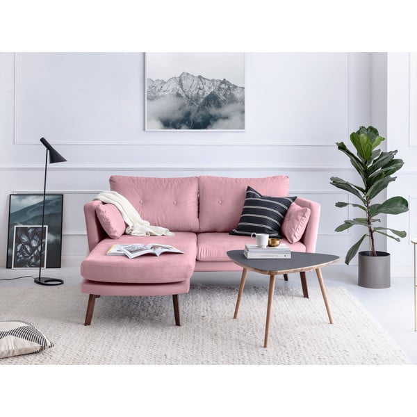 Svijetloružičasti trosjed Mazzini Sofas Elena, sa ležaljkom na lijevom uglu-image-1