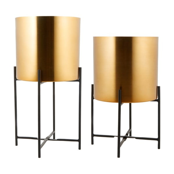 Set od 2 metalne ambalaže za tegle sa stalcima u zlatnoj boji Westwing Collection Mina