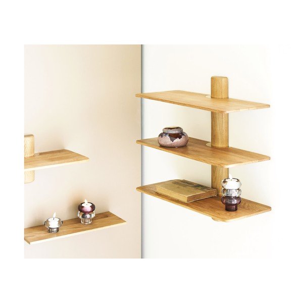 Polica s više razina od punog hrasta u svijetloj prirodnoj boji 55 cm Calcata – House Nordic-image-1