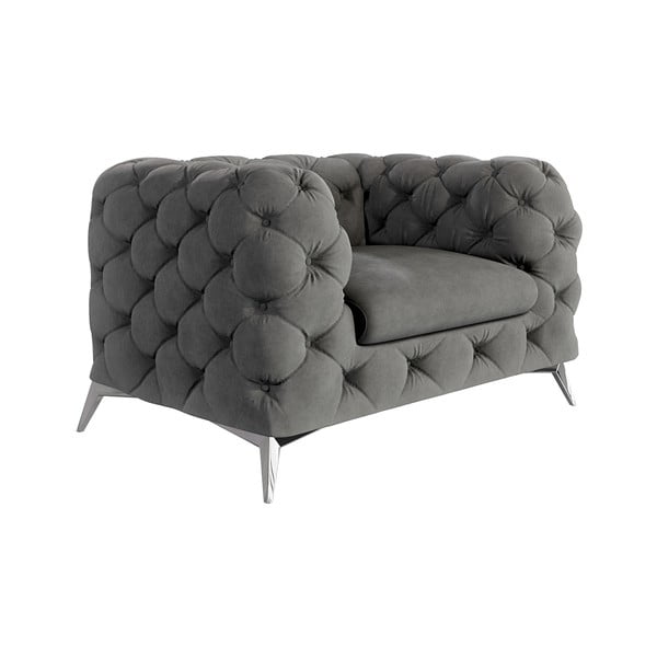 Siva baršunasti fotelja Chelsea – Ropez