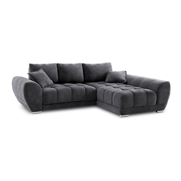 Tamno siva baršunasta kutna garnitura na razvlačenje Windsor & Co Sofas Nuage, desni kut-image-2