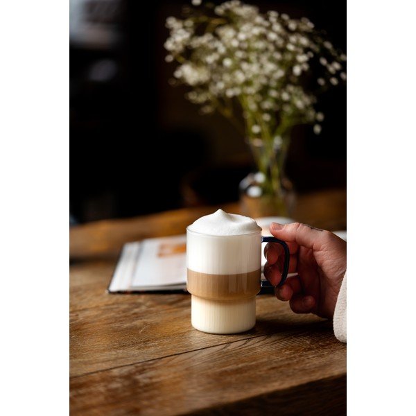 Plave staklene šalice u setu 2 kom za cappuccino 350 ml Livio – Vialli Design-image-3