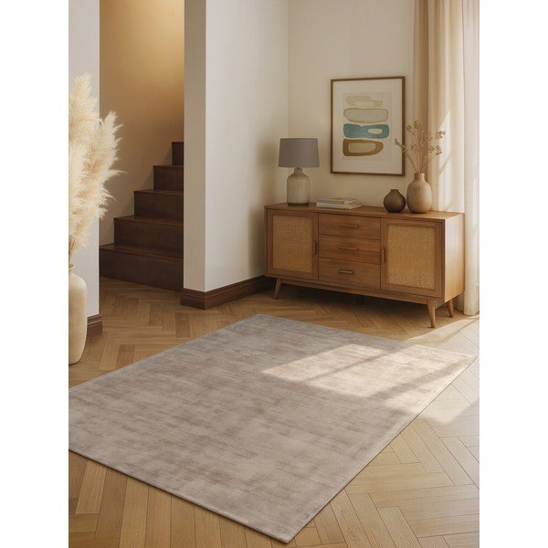 Bež ručno rađen tepih viskozan 80x150 cm Noemi – Vikosa-image-1