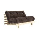 Tamno smeđa sklopiva sofa od samta 140 cm Roots – Karup
