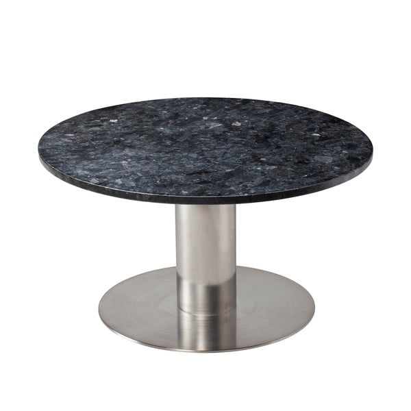 Stolić za kavu od crnog granita s postoljem u srebrnoj boji RGE Pepo, ⌀ 85 cm