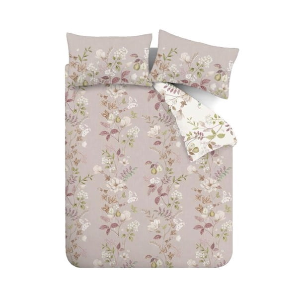 Ružičasta pamučna posteljina za bračni krevet 200x200 cm Francesca Floral – Bianca