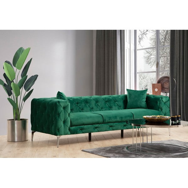 Tamno zelena baršunasti sofa 237 cm Como – Artie-image-1
