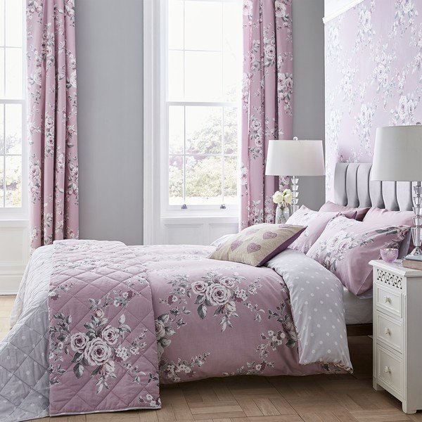 Svjetloljubičasta posteljina Catherine Lansfield Canterbury Rose, 200 x 200 cm-image-1