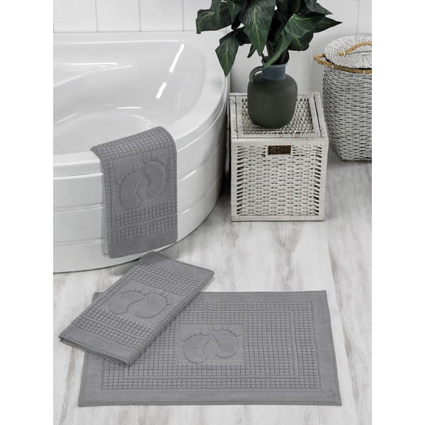 Sive kupaonske prostirke u setu 3 kom 50x70 cm – Mila Home