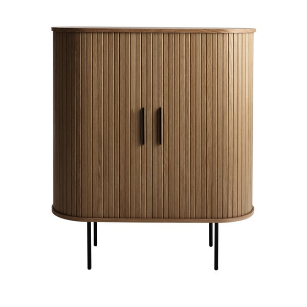 Smeđa vitrina za vino u dekoru hrasta s kliznim vratima 100x118x40 cm Nola – Unique Furniture