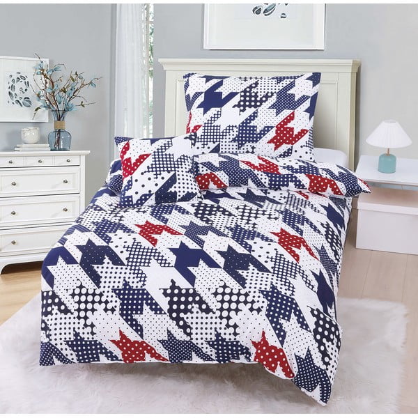 Bijelo-plava 3-dijelna posteljina za krevet za jednu osobu od mikrosatena 140x200 cm James – My House