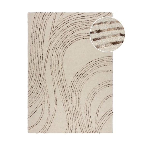 Smeđi/krem vunen tepih 120x170 cm Abstract Swirl – Flair Rugs