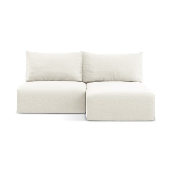 Krem baršunasti sklopiva/s prostorom za odlaganje kutna garnitura (s desnim kutom/s ležaljkom) Kalena – Makamii