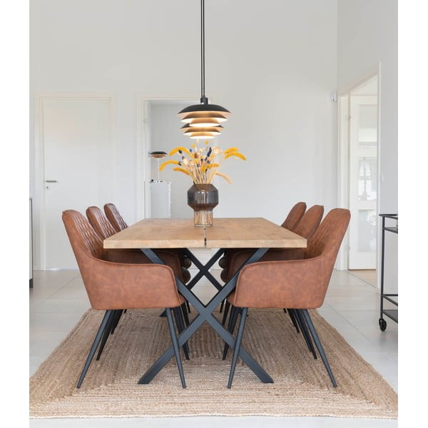 Smeđe podstavljene blagovaonske stolice u setu s naslonima za ruke 2 kom Harbo – House Nordic-image-1